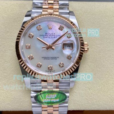 ARF Swiss 3235 Clone Rolex Datejust MOP Dial Two-tone Jubilee Watch 36mm 